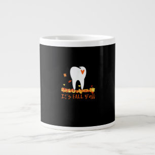 Cute Fall Dental Tooth And Leaves It’s Fall Y’all Large Coffee Mug