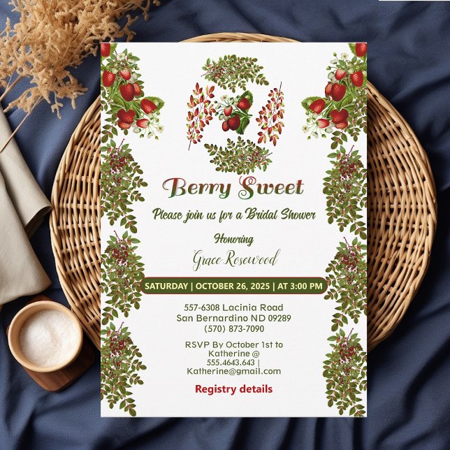 Cute Fall Foliage Autumn Berry Sweet Bridal Shower Invitation (Cute Fall Foliage Autumn Berry Sweet Bridal Shower Invitation)