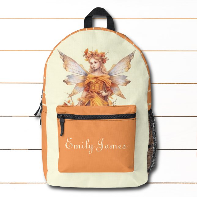 Cute Fall Forest Fairy Girly Personalised Name Printed Backpack (Creator Uploaded)