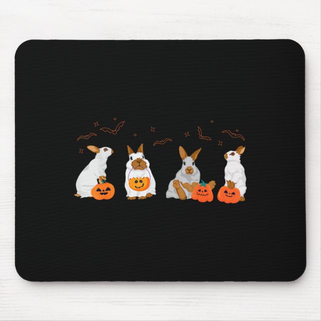 Cute Fall Ghost Bunny Rabbit Halloween Costume Mouse Pad (Front)
