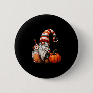Cute Fall Gnome Pumpkin Spice Latte Thanksgiving L 6 Cm Round Badge