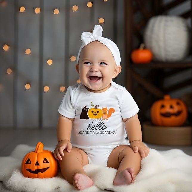 Cute Fall Grandparent Pregnancy Announcement Baby Bodysuit (Creator Uploaded)