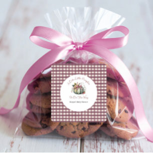 Cute Fall Green & Plum Pumpkin Themed Baby Shower Square Sticker