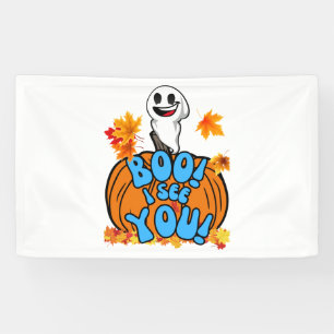 Cute Fall Halloween ghost Boo! I see You! Sticker Banner