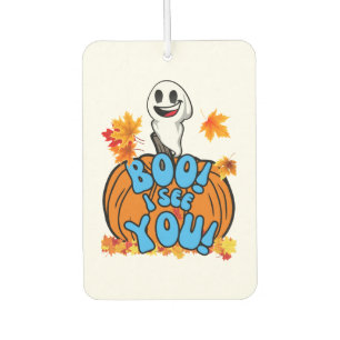 Cute Fall Halloween ghost Boo! I see You! Sticker Car Air Freshener