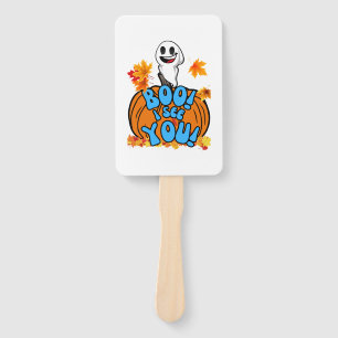 Cute Fall Halloween ghost Boo! I see You! Sticker Hand Fan