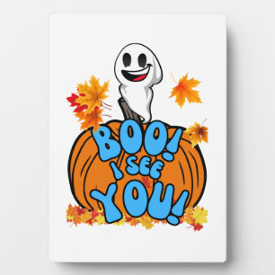 Cute Fall Halloween ghost Boo! I see You! Sticker Plaque