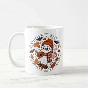 Cute Fall Halloween Ghost with Hot Cocoa Coffee Mug