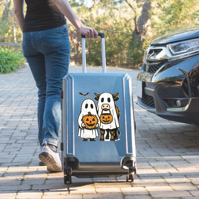 Cute Fall Highland Cow Ghost Halloween 2 (Suitcase Insitu)
