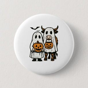 Cute Fall Highland Cow Ghost Halloween 2 6 Cm Round Badge
