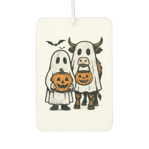 Cute Fall Highland Cow Ghost Halloween 2 Car Air Freshener