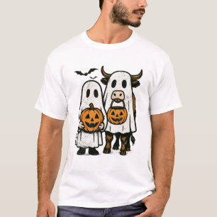 Cute Fall Highland Cow Ghost Halloween 2 T-Shirt