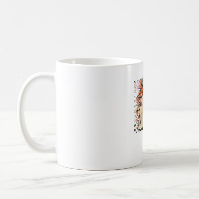 Cute Fall Highland Cow Ghost Halloween Coffee Mug (Left)