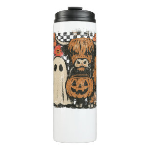 Cute Fall Highland Cow Ghost Halloween Thermal Tumbler
