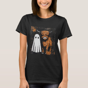 Cute Fall Highland Cow Ghost Spooky Season Funny _ T-Shirt