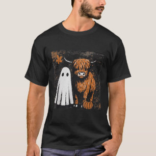 Cute Fall Highland Cow Ghost Spooky Season Funny _ T-Shirt