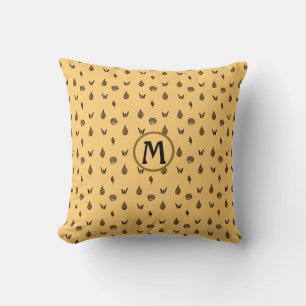 Cute Fall Leaves Acorns Pattern Custom Monogram Cushion
