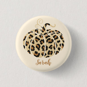 Cute Fall Leopard Pumpkin Halloween Cheetah Print 3 Cm Round Badge