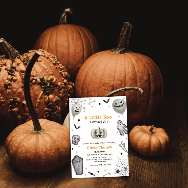 Cute Fall Little Boo Ghost Halloween Baby Shower  Invitation (Cute Fall Little Boo Ghost Halloween Baby Shower Invitation)