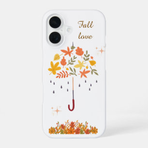 Cute Fall Love Autumn Leaf Umbrella iPhone 16 Case