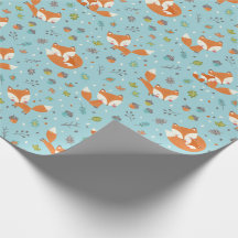 Cute Fall Mama and baby fox on blue