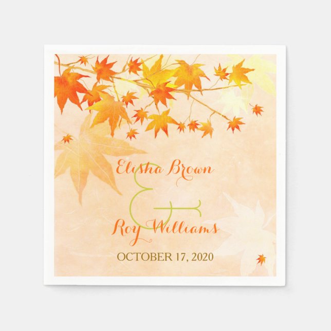 Cute Fall Maple Tree Wedding Napkin (Front)