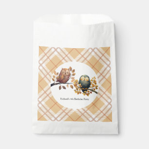 Cute Fall Owl & Squirrel Boy Birthday Favour Bag