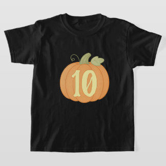 Cute Fall Pumpkin 10th Birthday | Halloween Party T-Shirt