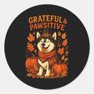 Cute Fall Pumpkin Autumn Dog Lover Tee  Classic Round Sticker