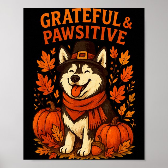 Cute Fall Pumpkin Autumn Dog Lover Tee  Poster (Front)