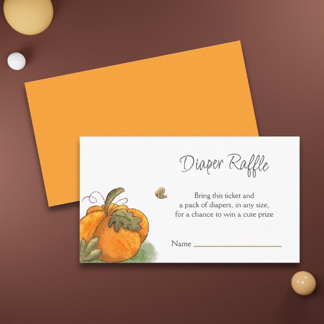 Cute Fall Pumpkin Baby Shower Diaper Raffle Enclosure Card (Creator Uploaded)