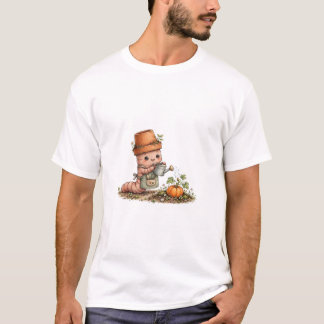 Cute Fall Pumpkin Gardener Watercolor Autumn Harve T-Shirt