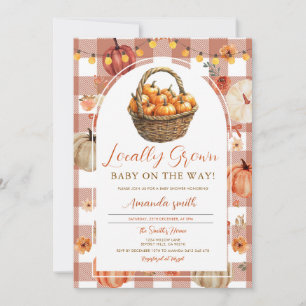 Cute Fall Pumpkin Locally Grown Market Baby Shower Invitation