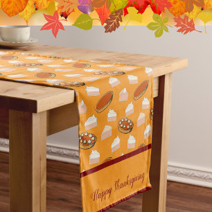Cute Fall Pumpkin Pies Pattern Thanksgiving Custom Short Table Runner