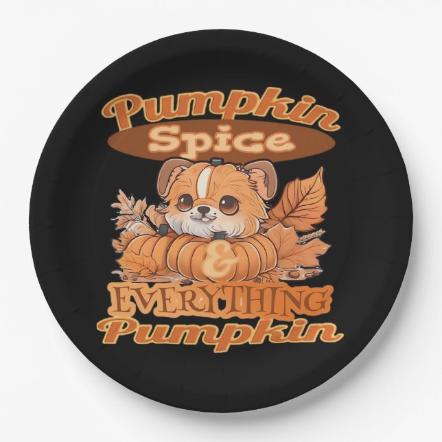 Cute Fall Pumpkin Pup Spice Of Life Paper Plate (Front)