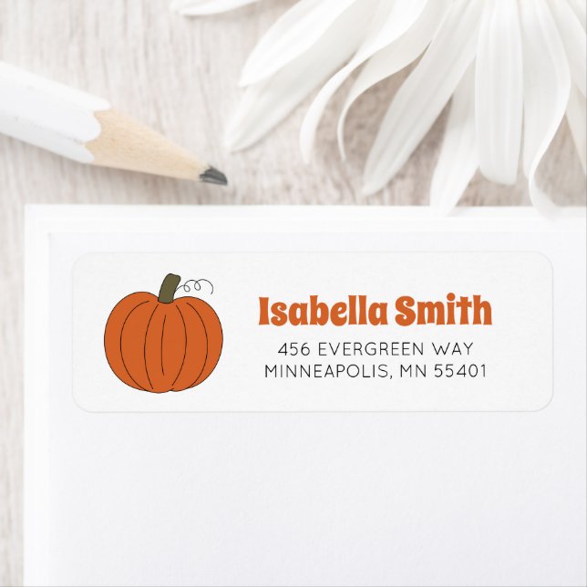 Cute Fall Pumpkin Return Address Label (Insitu)