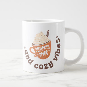 Cute Fall Pumpkin Spice and Cosy vibes Large Coffee Mug