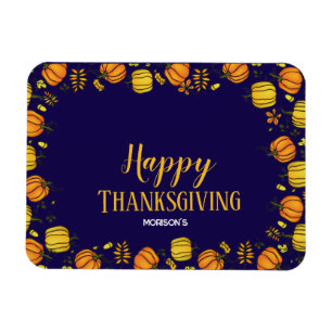 Cute Fall pumpkins boarder Happy Thanksgiving Magnet