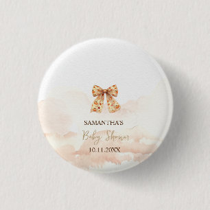 Cute Fall Pumpkins Bow Baby Shower 3 Cm Round Badge