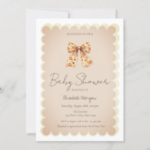 Cute Fall Pumpkins Bow Baby Shower Invitation