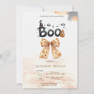 Cute Fall Pumpkins Bow Boo Baby Shower Invitation