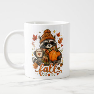 Cute Fall Racoon Pumpkin Autumn Coffee Large Coffee Mug