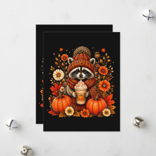 Cute Fall Racoon Pumpkin Spice Cosy Autumn Holiday Card