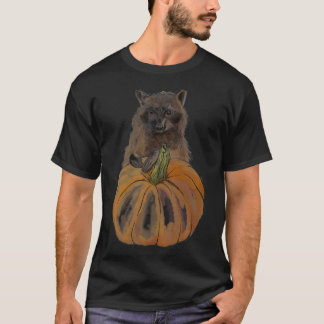 Cute fall racoon trash panda with Halloween pumpk T-Shirt