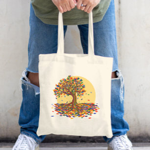 Cute Fall Rainbow Tree Pretty Autumn Thanksgiving Tote Bag