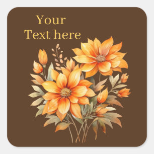 cute Fall Season Flower thank you Square Sticker