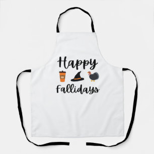 Cute Fall season Happy Fallidays Thanksgiving Hall Apron