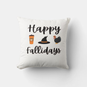 Cute Fall season Happy Fallidays Thanksgiving Hall Cushion