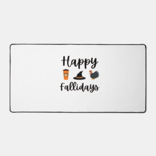 Cute Fall season Happy Fallidays Thanksgiving Hall Desk Mat