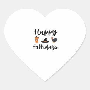 Cute Fall season Happy Fallidays Thanksgiving Hall Heart Sticker